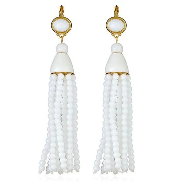 💕KENNETH JAY LANE💕 White Tassel Earrings ~ White NWT - Picture 1 of 9
